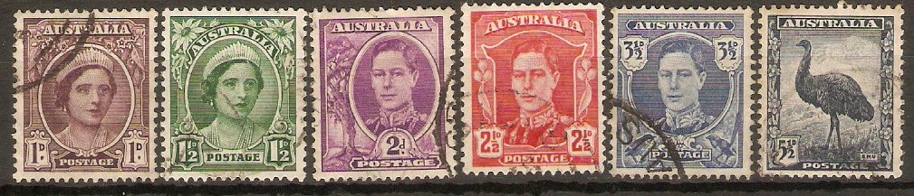 Australia 1942 KGVI Definitives Set. SG203-SG208.